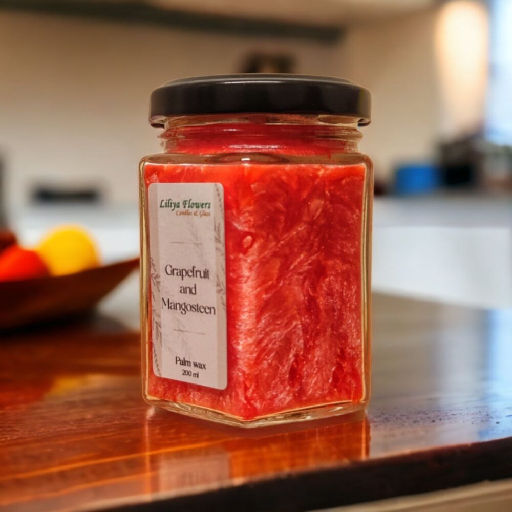 Помаранчева свічка Grapefruit and Mangosteen з пальмового воску з ароматом