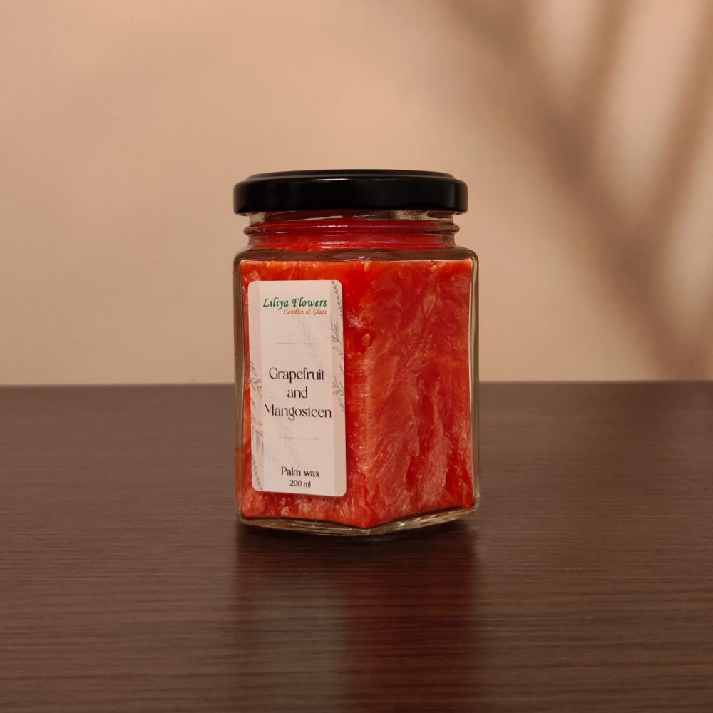 Помаранчева свічка Grapefruit and Mangosteen з пальмового воску з ароматом